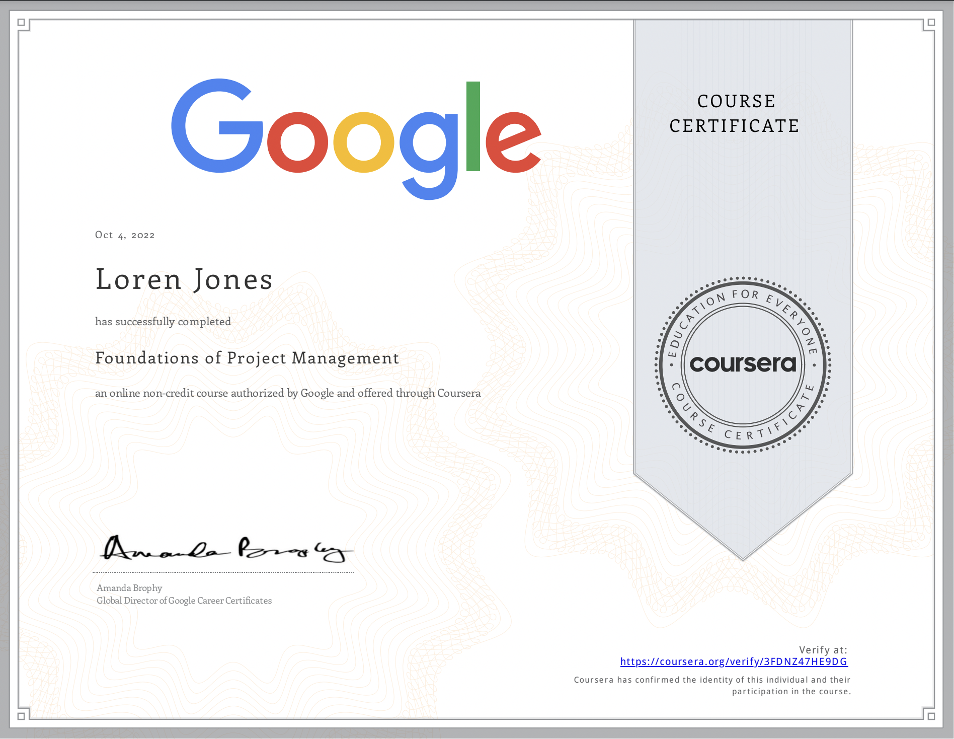 Foundations of Project Management Certificate